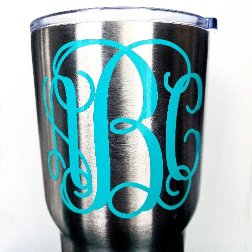 Custom Vine Vinyl Monogram Cup Tumbler Mug Lettering Metallic Gold Sil
