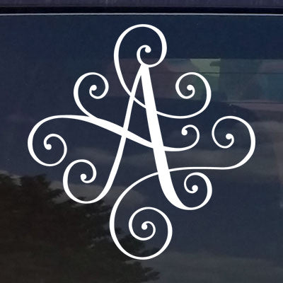 Custom Elegant Scroll Vine Swirl Letter Die Cut Decal Sticker